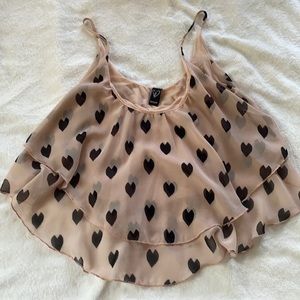 Flowy Crop Top with heart print - Windsor Fashions